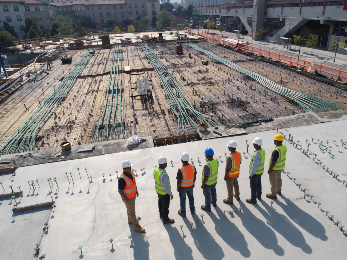 HIGH COAT construction team reviewing a concrete slab